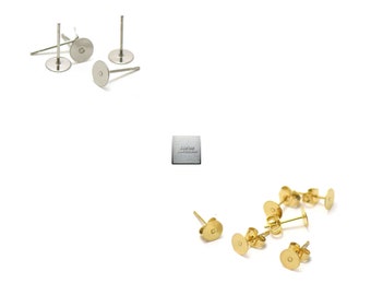 Acier inox: 20 acier ou 10 acier doré supports plats puces d'oreille