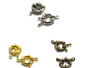 2 buoy clasps 13 mm, silver / gold / bronze