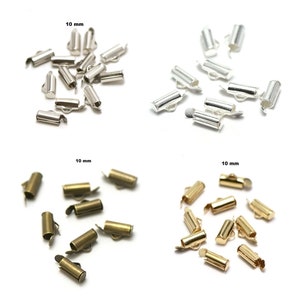 50 embouts tubes de tissage 10 mm, argenté/argenté clair/ doré /bronze image 1