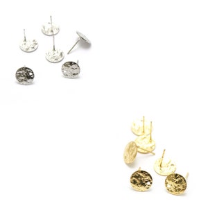 6 ear stud holders small round connector 06 10 mm, silver/gold image 1