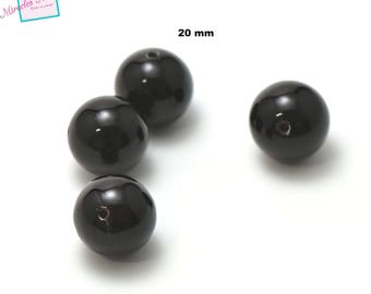 4 magnifiques perles d'onyx "ronde 20 mm" très rare, pierre naturelle