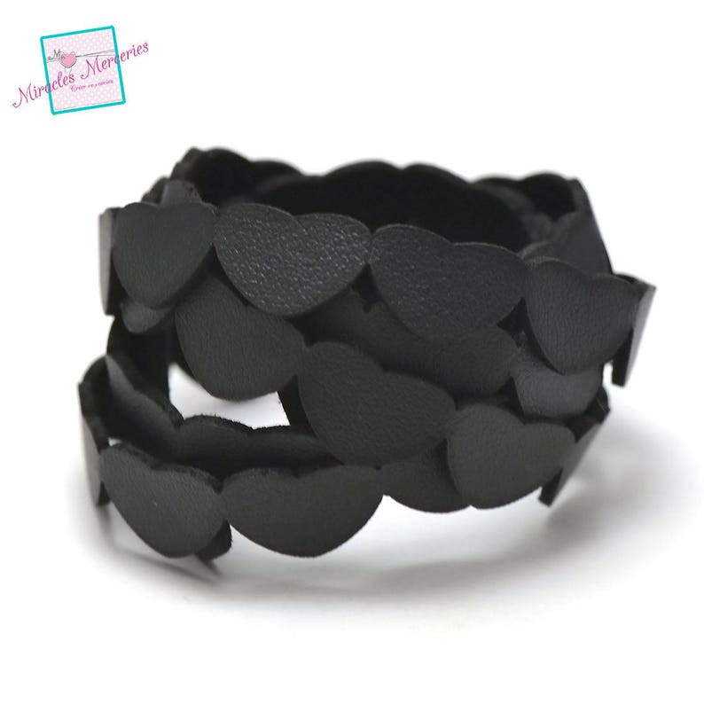 1 m free 8 mm 1 m cord strap faux leather heart 11 x 1 black