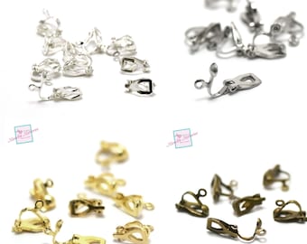 20 cierres de pendientes en clip simple, plata claro/plata/oro/bronce a elegir