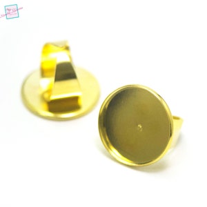 4 supports cabochons bague ronde 25 mm anneaux large, argenté/ bronze/ doré/ gun-métal Doré