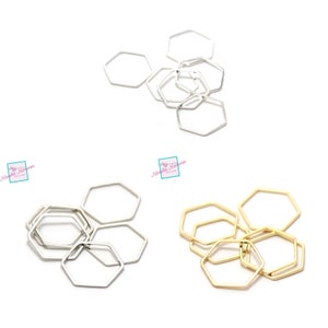 20 "hexagonal" thin connectors 20x20 mm, light silver / silver / gold