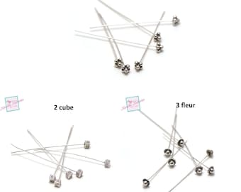 10 tige 54 mm tête fantaisie pour boucle d'oreille, différents modèles aux choix