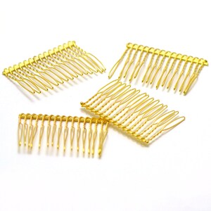 4 hair combs curved 57x37mm, light silver/silver/gold/black Doré