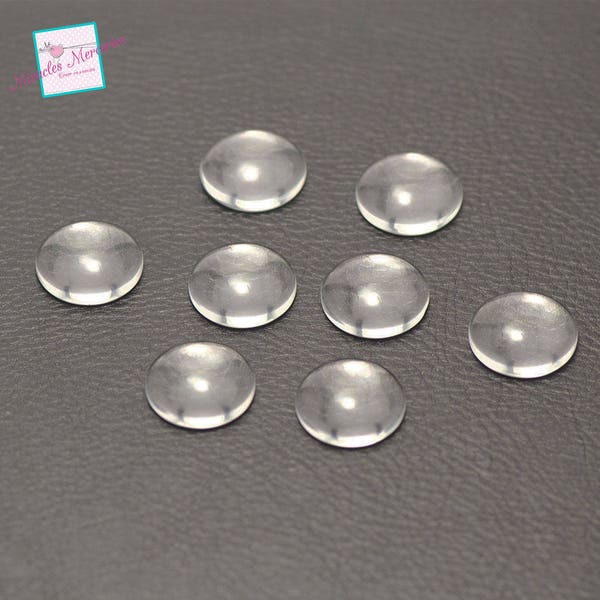 10 cabochons en verre 18 mm, dôme transparent