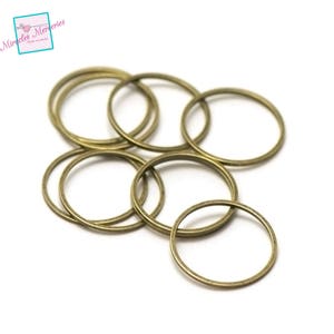 20 connecteurs fins cercle 20 mm, argenté/argenté clair/doré/bronze Bronze