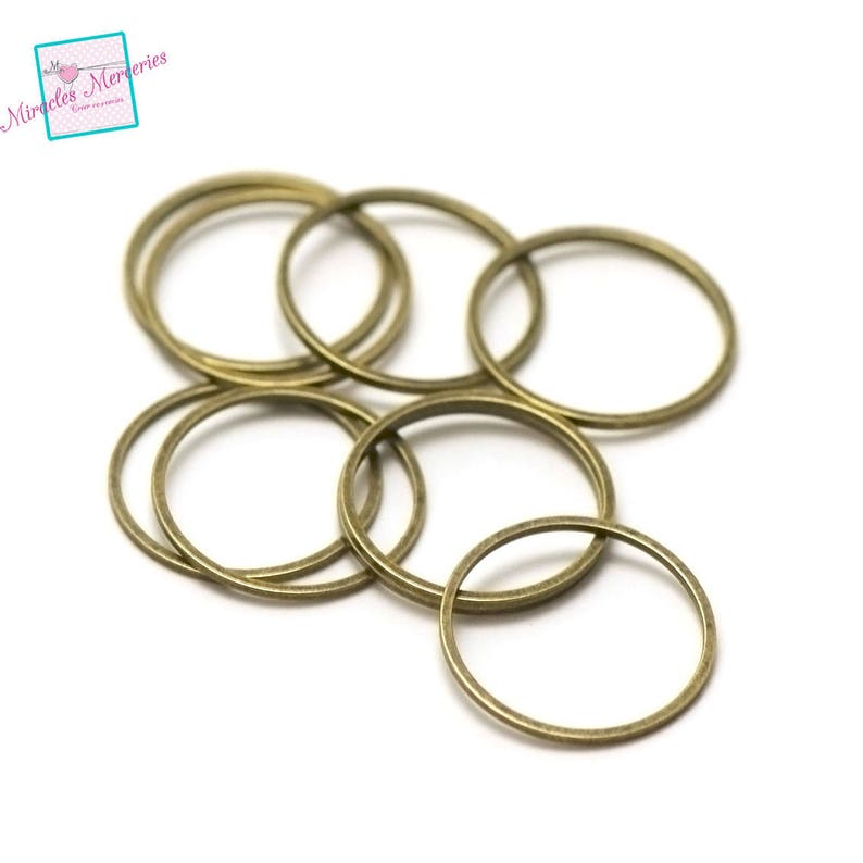 20 connecteurs fins cercle 20 mm, argenté/argenté clair/doré/bronze Bronze
