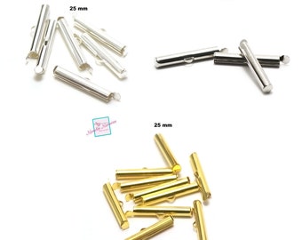 20 weaving tube tips 25 mm, light silver/silver/gold