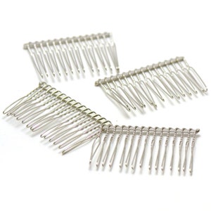4 hair combs curved 57x37mm, light silver/silver/gold/black Argenté