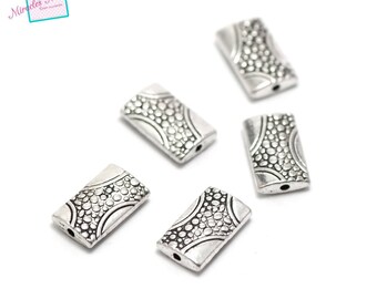 10 pearls "rectangle disc" 15 x 9 x 3 mm silver 095A