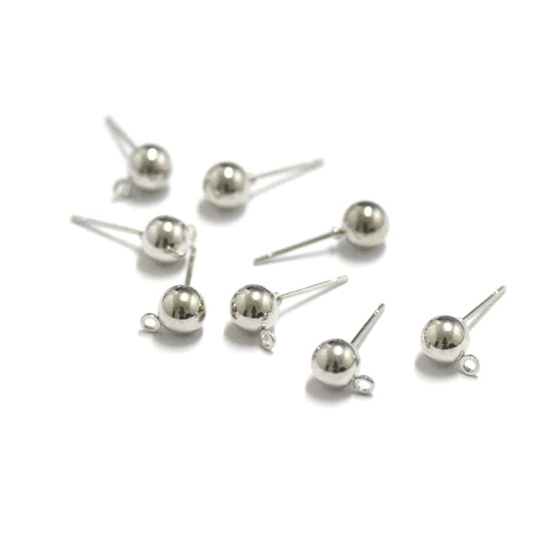 20 pearl ear chips 6mm with attachment hole, silver image 1