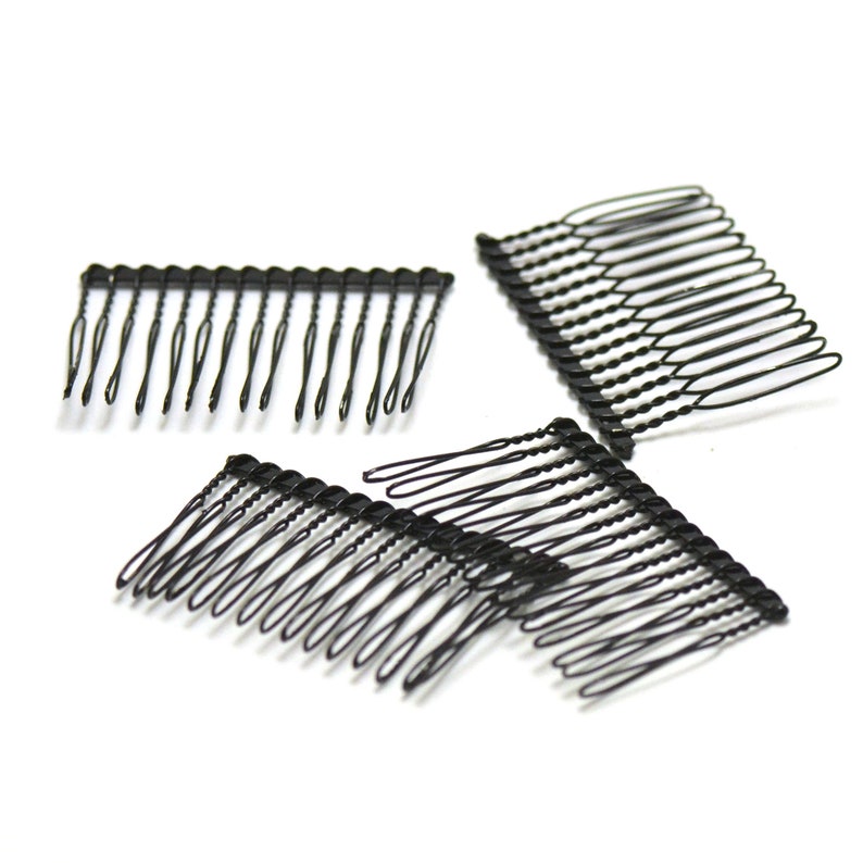 4 hair combs curved 57x37mm, light silver/silver/gold/black Black