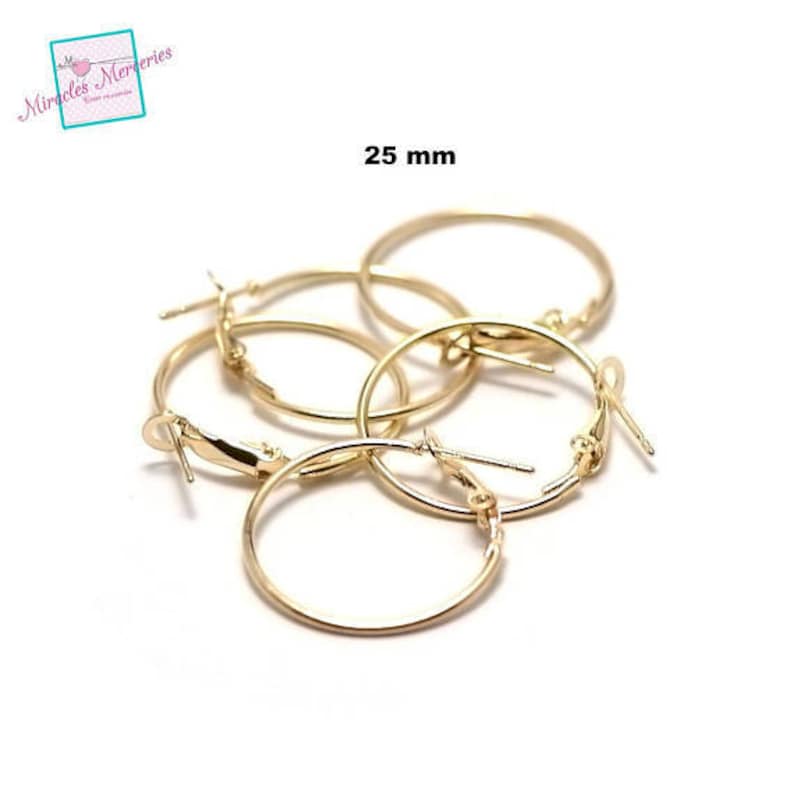 20 créoles 25 mm, support boucle d'oreille,argenté/doré/bronze / argenté clair Or