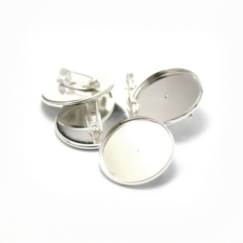 10 broches support cabochon ronde 20 mm, argenté clair/bronze/doré Argenté clair