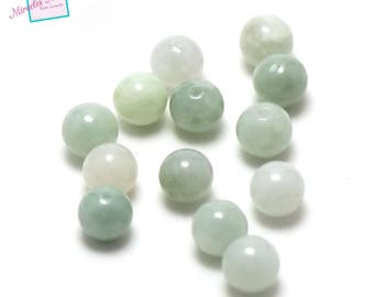 6 perles Jade véritable "ronde 6 mm", vert clair