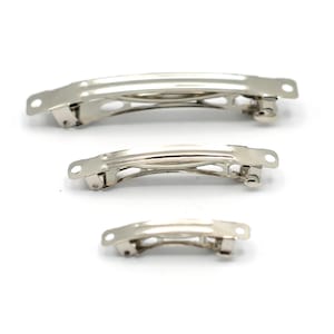 10 grandes barrettes 80x8x8 mm à ressort pour cheveux, argenté