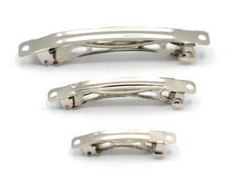 10 large 80x8x8 mm spring-loaded hair clips, silver