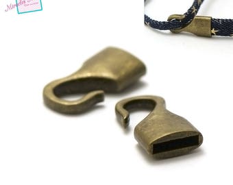 2 + 2 gratuit fermoirs crochet zamak "simple 001" pour cordon lanière,bronze