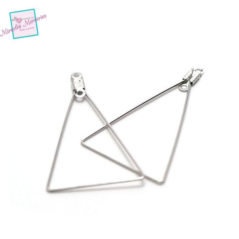 10 créoles triangle 40x25 mm ,argenté /doré image 2