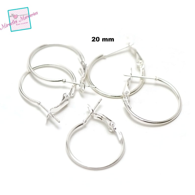 20 hoop earrings 20 mm earring support, light silver/silver/bronze image 2