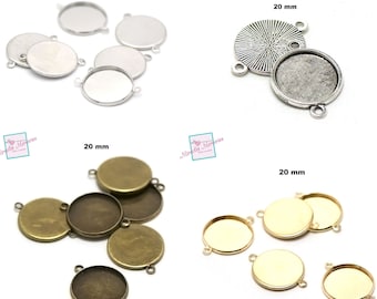 10 connectors cabochon supports "round 20 mm", silver / silver ridged / gold / bronze