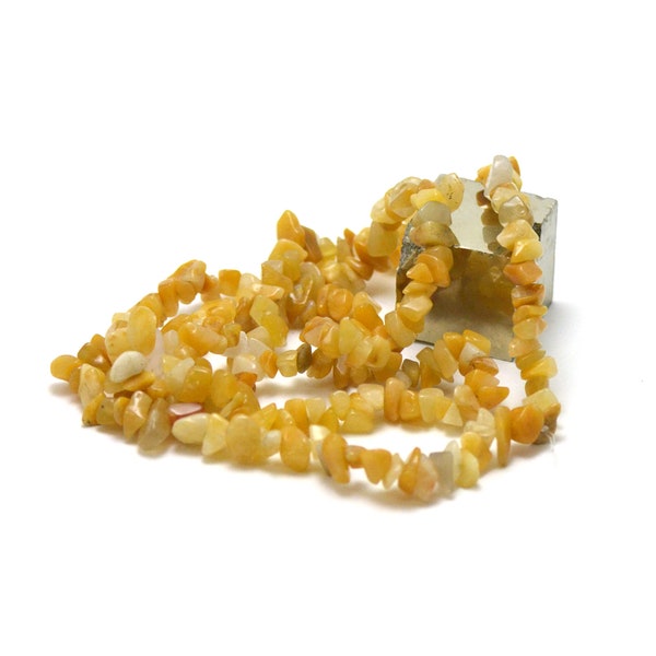 fil 84 cm env 300 perles d'aventurine jaune "chips",pierre naturelle