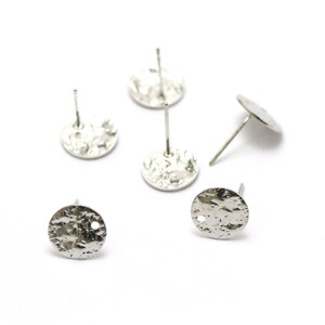 6 ear stud holders small round connector 06 10 mm, silver/gold 1.argenté