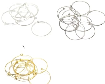 20 créoles à pointes 35 mm support boucle d'oreille, 3 couleurs au choix