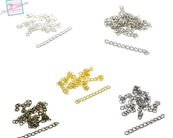 20 cadenas de extensión de 50 mm, 5 colores a elegir o lote de 5x20 piezas por color
