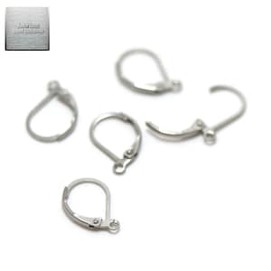 Acier inox: 10 crochets dormeuses pour boucle d'oreille 12x10 mm, acier argenté/doré, steel stainless Acier argenté