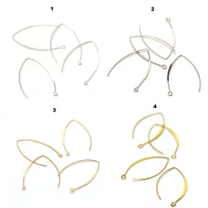 10 V earring hooks, 4 colors to choose from image 1