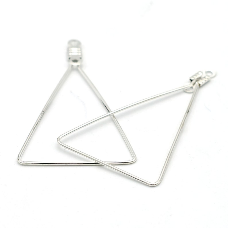 10 créoles triangle 40x25 mm ,argenté /doré Argenté clair