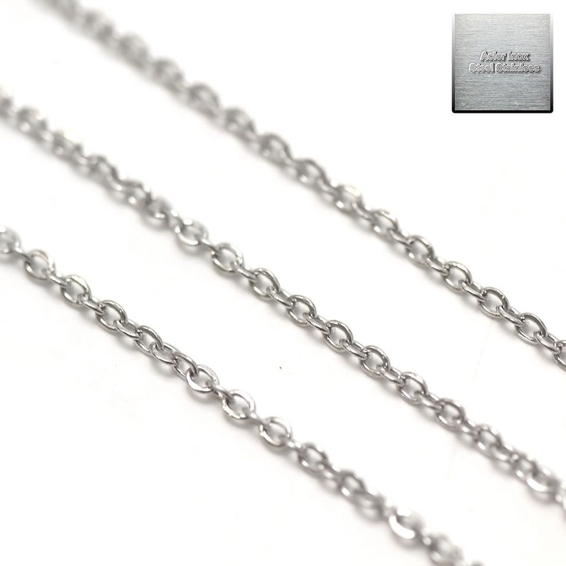 Acier inox: 1 m chaîne oval 2,5x2 mm en acier inoxydable couleur au choix , steel stainless 05 Acier