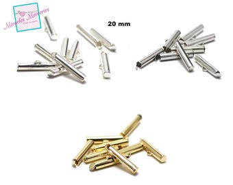 50 weaving tube tips 20 mm, light silver/silver/gold