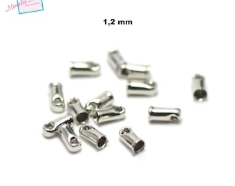 100 embouts pour cordon 1,2mm, argenté