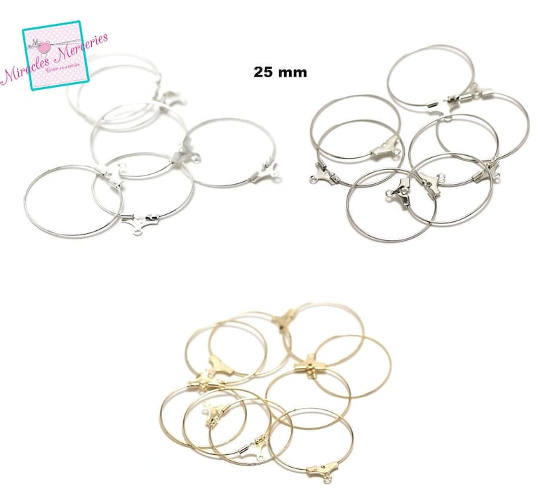 20 hanger hoops 25 mm, light silver/silver/gold image 1