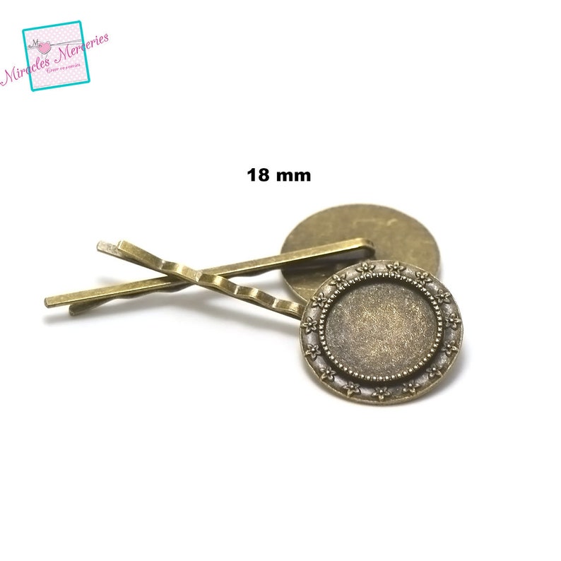 2 support cabochon 18 mm, bronze fancy 03 Bobby pins 2 support cabochon 18 mm, bronze fancy 03 Bobby pins