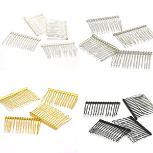 4 hair combs curved 57x37mm, light silver/silver/gold/black image 1