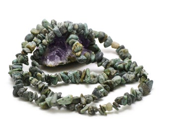 yarn 84 cm about 440 turquoise pearls of Africa "chips" natural stone