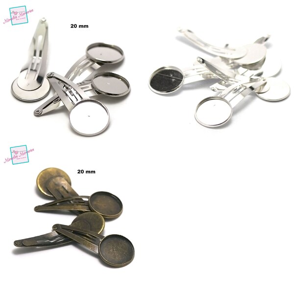 Lot De 24 Barrettes à Cheveux Métal Argenté - Ébauches à Décorer - 3 Ressorts - Neuf