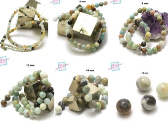 fil 39 cm de perles ronde d'amazonite brut en 4/6/8/10/14/18/20 mm, pierre naturelle