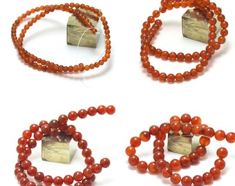 39 cm thread of round carnelian beads in 4/6/8/10/12, natural stone