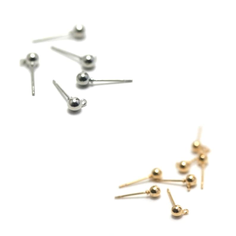 20 orecchini di perle 4 mm con foro di fissaggio, argento / oro scuro immagine 1