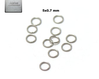 Acero inoxidable: 50 anillos rotos en acero inoxidable 5x0,7 mm, acero inoxidable