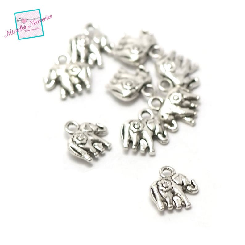 20 charms elephant12x11x3 mm,098 silver image 1