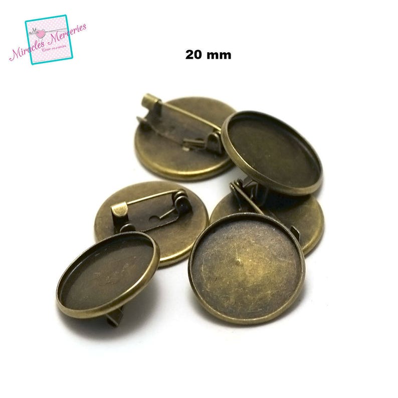 10 broches support cabochon ronde 20 mm, argenté clair/bronze/doré Bronze