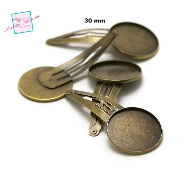 4 barrettes à cheveux support cabochon 30 mm,4214